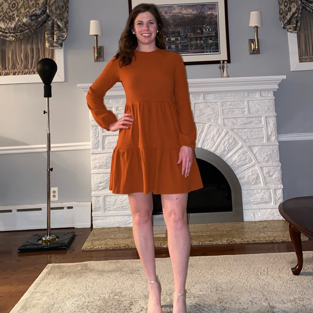 Ruffle Hem Rib-knit Dress from SHEIN